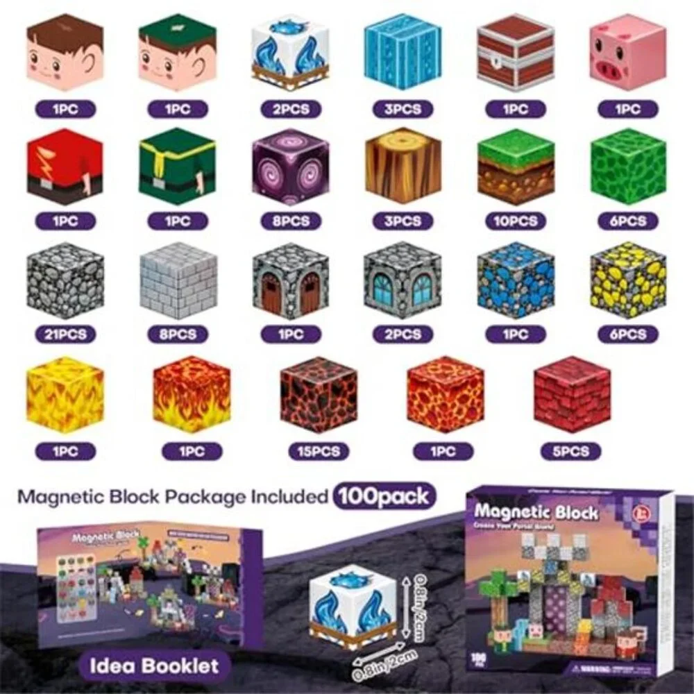 Kids Magnetic Building Blocks Magnet Tiles with Adventure World Blocks Toy